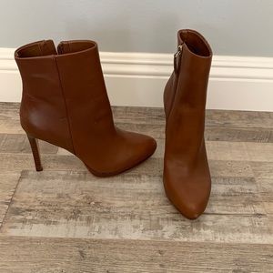 Nine West Brown Faux Leather Heeled Booties